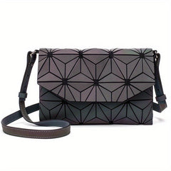 Geometric Luminous Flap Crossbody Bag PU Leather Textured Bag