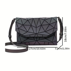 Geometric Luminous Flap Crossbody Bag PU Leather Textured Bag