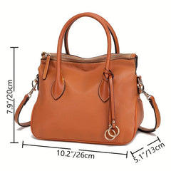 Leather Top Handle Crossbody Tote Bag