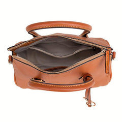 Leather Top Handle Crossbody Tote Bag