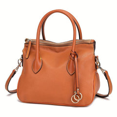 Leather Top Handle Crossbody Tote Bag