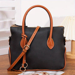 Leather Top Handle Crossbody Tote Bag