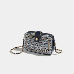Fancy Tweed Square Bag Crossbody Chain Purse
