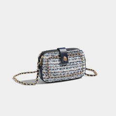 Fancy Tweed Square Bag Crossbody Chain Purse