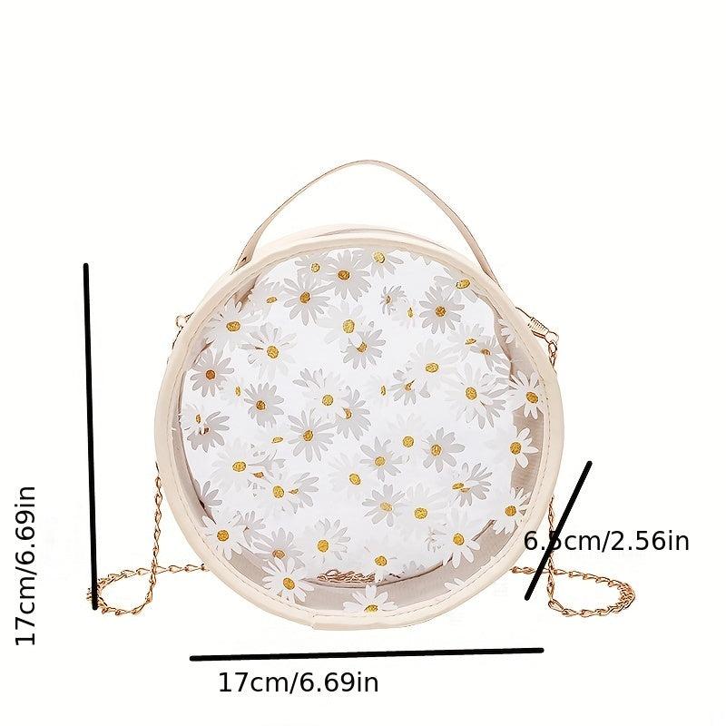 Mini Flower Print Crossbody Bag Round Shoulder Bag Women's Stylish Handbag