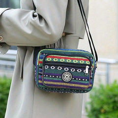 Ethnic Style Nylon Crossbody Bag Retro Layer Shoulder Phone Bag
