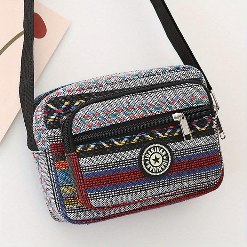Ethnic Style Nylon Crossbody Bag Retro Layer Shoulder Phone Bag