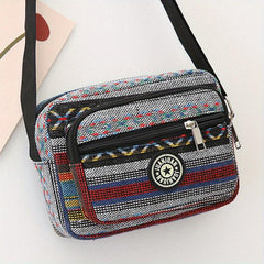 Ethnic Style Nylon Crossbody Bag Retro Layer Shoulder Phone Bag