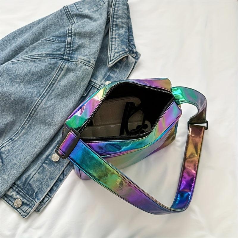 Rainbow Laser Crossbody Bag Colorful Shoulder Bag Metallic Holographic