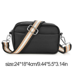 Solid Square Crossbody Bag with Striped Strap Women's Handbag