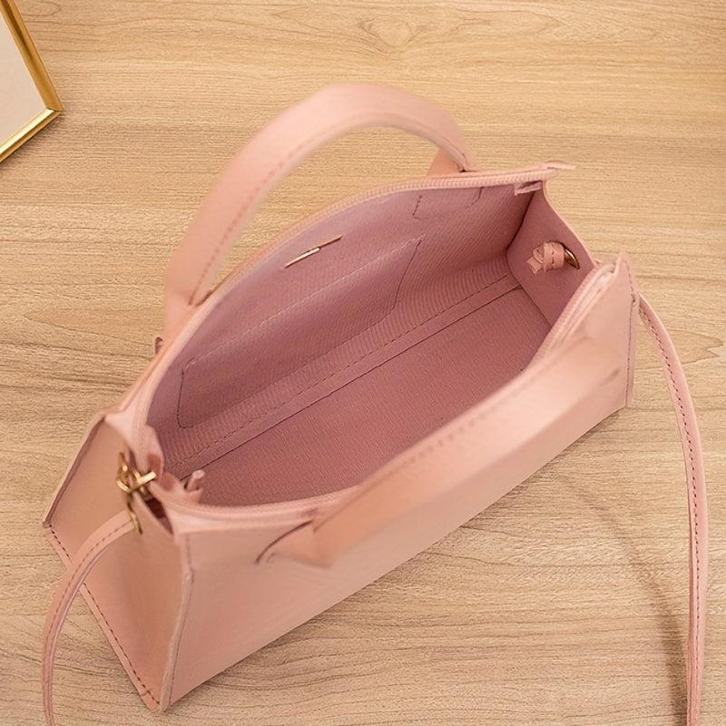 Top Handle Satchel Crossbody Bag PU Leather Solid Handbag Purse