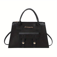 Top Handle Satchel Crossbody Bag PU Leather Solid Handbag Purse