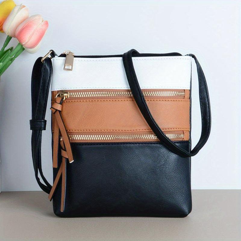 PU Leather Square Crossbody Bag Textured Shoulder Bag