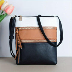 PU Leather Square Crossbody Bag Textured Shoulder Bag