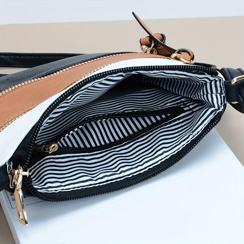 PU Leather Square Crossbody Bag Textured Shoulder Bag