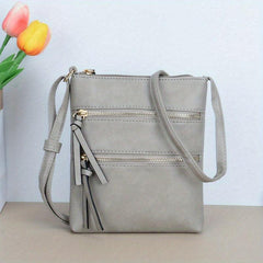 PU Leather Square Crossbody Bag Textured Shoulder Bag