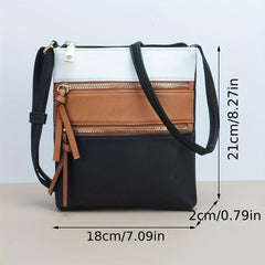 PU Leather Square Crossbody Bag Textured Shoulder Bag