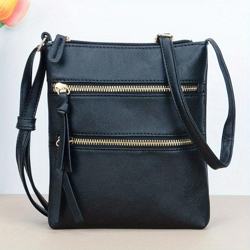 PU Leather Square Crossbody Bag Textured Shoulder Bag