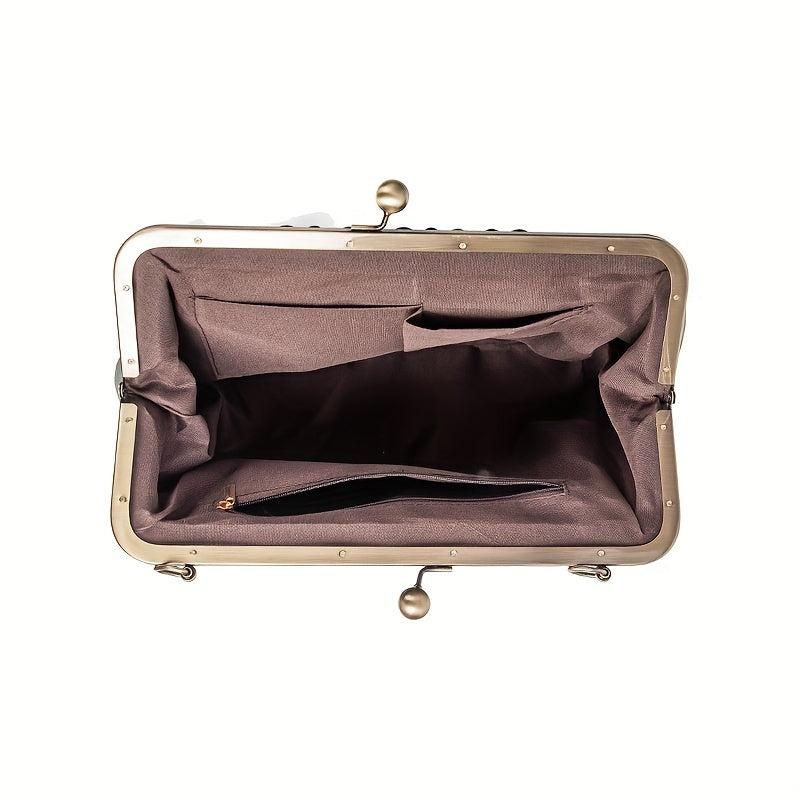Vintage Top Handle Crossbody Bag Retro Kiss Lock Satchel Bag