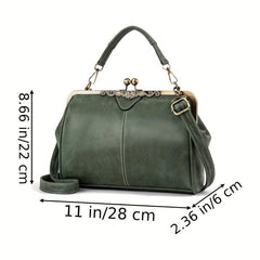Vintage Top Handle Crossbody Bag Retro Kiss Lock Satchel Bag