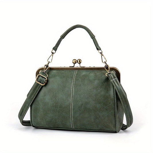 Vintage Top Handle Crossbody Bag Retro Kiss Lock Satchel Bag