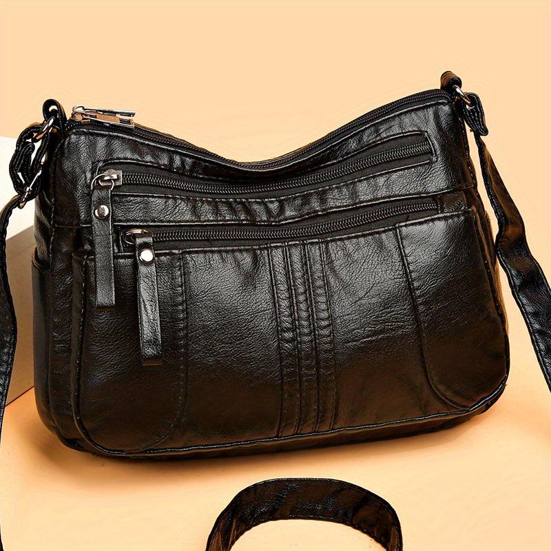 Women's Faux Leather Crossbody Bag with Shoulder Strap
