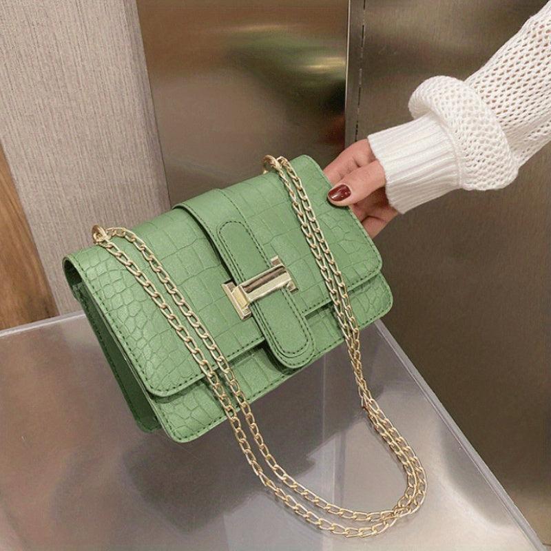 Stone Embossed Crossbody Bag Chain Shoulder Bag Women's