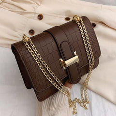 Stone Embossed Crossbody Bag Chain Shoulder Bag Women's