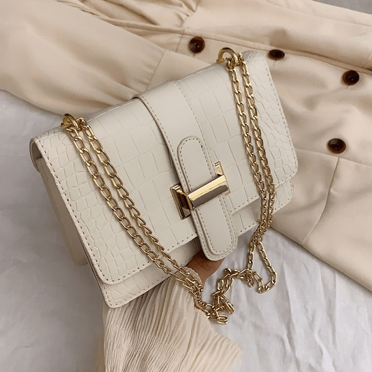 Stone Embossed Crossbody Bag Chain Shoulder Bag Women's