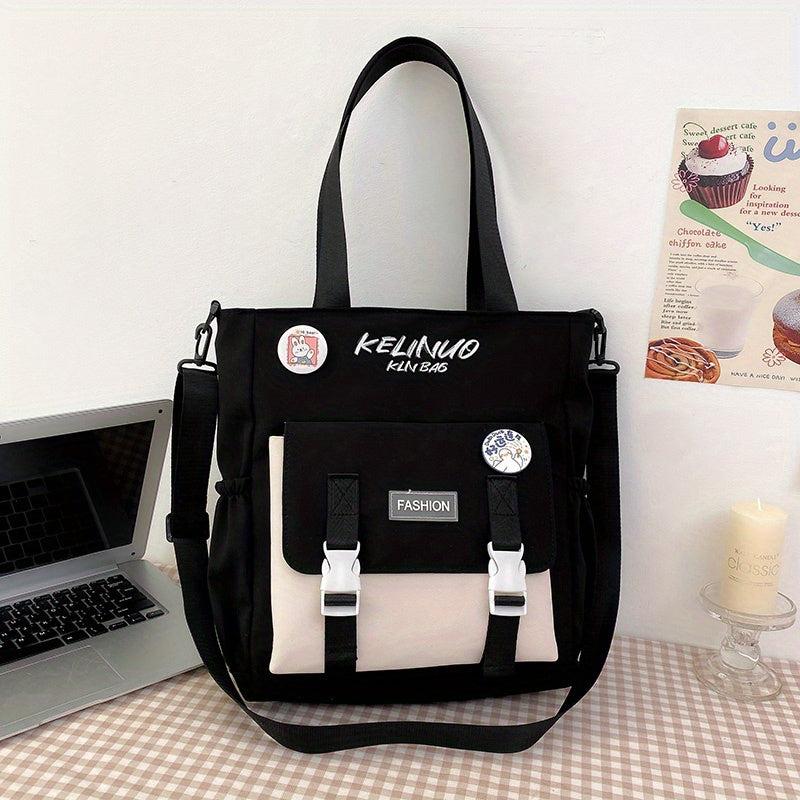 Contrast Crossbody Bag Pocket Shoulder Bag School Handbag & Purse For Teen Girls