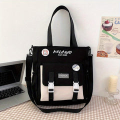 Contrast Crossbody Bag Pocket Shoulder Bag School Handbag & Purse For Teen Girls