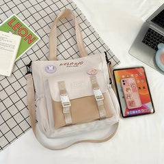 Contrast Crossbody Bag Pocket Shoulder Bag School Handbag & Purse For Teen Girls