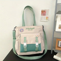 Contrast Crossbody Bag Pocket Shoulder Bag School Handbag & Purse For Teen Girls