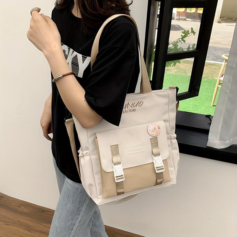 Contrast Crossbody Bag Pocket Shoulder Bag School Handbag & Purse For Teen Girls