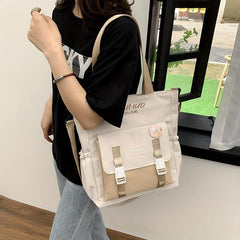 Contrast Crossbody Bag Pocket Shoulder Bag School Handbag & Purse For Teen Girls