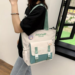 Contrast Crossbody Bag Pocket Shoulder Bag School Handbag & Purse For Teen Girls