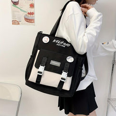 Contrast Crossbody Bag Pocket Shoulder Bag School Handbag & Purse For Teen Girls