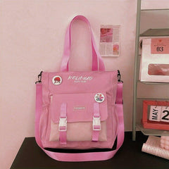 Contrast Crossbody Bag Pocket Shoulder Bag School Handbag & Purse For Teen Girls