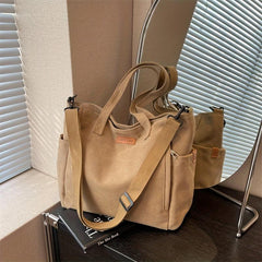 Vintage Canvas Tote Bag Large Capacity Crossbody Bag