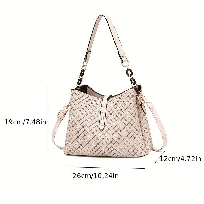 Geometric Pattern Crossbody Bag Women's Shoulder Bag Buckle Decor