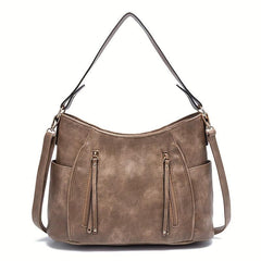 Large Capacity Tote Hobo Bag PU Leather Textured Shoulder Bag