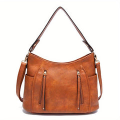 Large Capacity Tote Hobo Bag PU Leather Textured Shoulder Bag