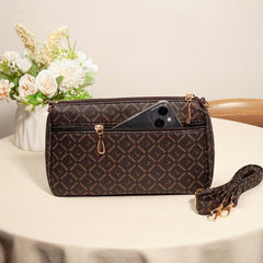 Vintage Letter Print Crossbody Bag for Women