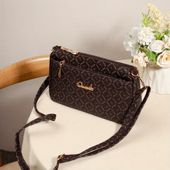 Vintage Letter Print Crossbody Bag for Women