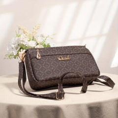 Vintage Letter Print Crossbody Bag for Women