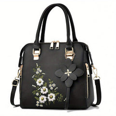 Women's Flower Embroidered Tote Bag Shoulder Bag