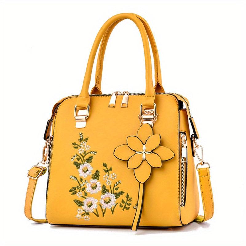 Women's Flower Embroidered Tote Bag Shoulder Bag