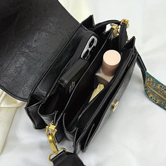Vintage Square Shoulder Bag with Retro Pattern Strap
