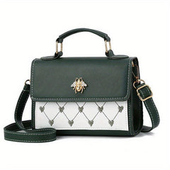 Heart Embroidery Crossbody Bag Small Flap Square Purse Handbag