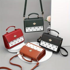 Heart Embroidery Crossbody Bag Small Flap Square Purse Handbag